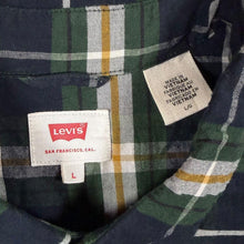 Load image into Gallery viewer, Levi's Navy Green White Yellow Check Long Sleeve Cotton Shirt
