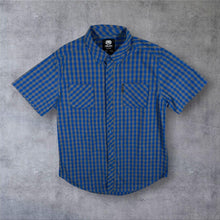 Load image into Gallery viewer, Ecko Unltd Mens M Blue Grey Check Plaid Shirt Short Sleeve Streetwear Skater
