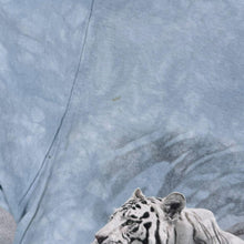 Load image into Gallery viewer, Jerzees (2011) White Tiger Animal Wildlife Graphic Blue Tie Dye T-Shirt
