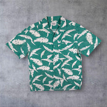 Load image into Gallery viewer, Vintage Dornbusch Hawaiian Palm Leaf Pattern Green White Short Sleeve Shirt
