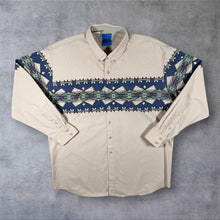 Load image into Gallery viewer, Vintage Roper Cowboy Western Aztec Pattern Cream Long Sleeve Button-Down Shirt
