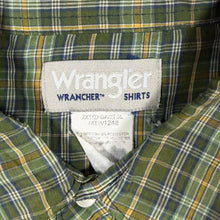 Load image into Gallery viewer, Wrangler Western Shirt 2XL Tall 2XT Green Plaid Pearl Snap Cowboy Short Sleeve
