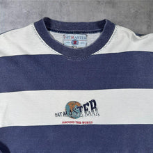 Load image into Gallery viewer, Vintage 90's Pat Master Embroidered Logo Washed Blue White Striped Long Sleeve T-Shirt
