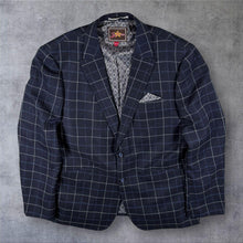 Load image into Gallery viewer, Joe Browns Paisley Pattern Lined Navy Blue Check Blazer Jacket
