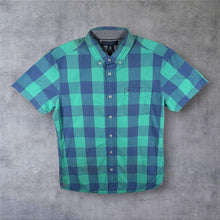 Load image into Gallery viewer, Tommy Hilfiger "Custom Fit" Blue Check Cotton Short Sleeve Button-Down Shirt
