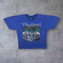 Load image into Gallery viewer, Early 00's Joligolf "Thailand" Elephants Animal Tourist Graphic Blue Cotton T-Shirt
