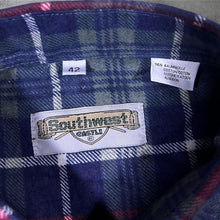 Load image into Gallery viewer, Vintage Southwest Castle Tartan Plaid Check Cotton Long Sleeve Flannel Shirt
