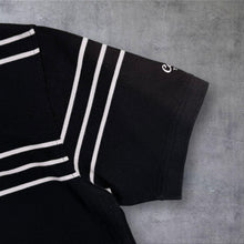 Load image into Gallery viewer, Cotton Traders Six Nations Rugby Polo Shirt L Black Stripe Embroidered Crests
