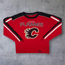 Load image into Gallery viewer, NHL Calgary Flames Ice Hockey Logo Graphic Red Long Sleeve Cotton T-Shirt

