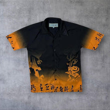 Load image into Gallery viewer, Early 00's Urban Gear Gothic Y2K Dragon Black Orange Short Sleeve Shirt
