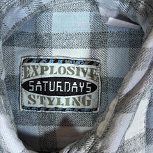 Load image into Gallery viewer, Vintage Saturdays Mens Grey Check Shirt Long Sleeve Y2K Retro
