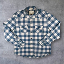 Load image into Gallery viewer, American Eagle Mens XL Western Shirt Blue Check Pearl Snap Vintage Fit Cowboy AE

