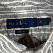 Load image into Gallery viewer, Ralph Lauren "Slim Fit" Grey White Striped Cotton Long Sleeve Button-Down Shirt
