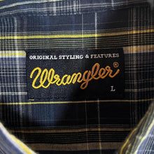 Load image into Gallery viewer, Early 00's Wrangler Navy Blue Yellow Plaid Check Long Sleeve Cotton Shirt
