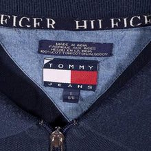 Load image into Gallery viewer, Vintage Tommy Hilfiger Embroidered Mini Logo Navy Blue Yellow 1/4 Zip Polo Shirt
