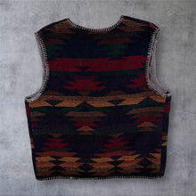 Load image into Gallery viewer, Vintage Blue Riband Aztec Wool Blend Waistcoat Large Western Made England
