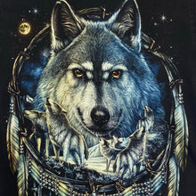 Load image into Gallery viewer, Vintage Metal Rock Native American Wolf Animal Wildlife Graphic T-Shirt
