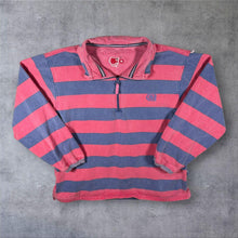 Load image into Gallery viewer, Vintage DEAL Washed Red Blue Colour Block Striped Nautical 1/4 Zip Smock Sweatshirt
