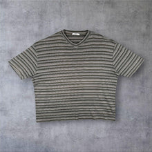 Load image into Gallery viewer, Vintage 90s St Michael Marks &amp; Spencer T Shirt Boxy Large Striped V Neck Made UK
