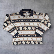 Load image into Gallery viewer, Vintage 90s New Fast C&amp;A Aztec Geometric Long Sleeve Polo Shirt Mens M 48/50
