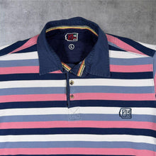 Load image into Gallery viewer, Vintage D.E.A.L. Deal Mens L Striped Rugby Polo Shirt Pink Navy White 90s Retro
