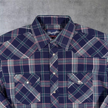 Load image into Gallery viewer, Vintage Wrangler X-Long Tails Western Cowboy Check Long Sleeve Popper Shirt
