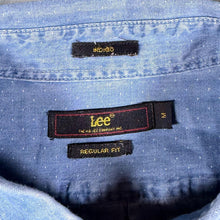 Load image into Gallery viewer, Lee Mens Chambray Shirt M Blue Micro Dot Short Sleeve Button Down Regular Fit
