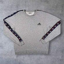 Load image into Gallery viewer, Adidas Classic Mini Logo Tape Sleeve Grey Crewneck Sweatshirt
