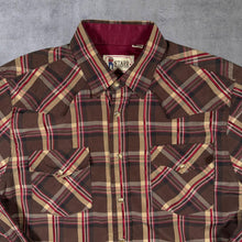 Load image into Gallery viewer, Vintage Starr Western Wear Cowboy Brown Multi Check Long Sleeve Popper Shirt
