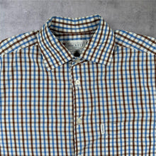 Load image into Gallery viewer, Hackett London Blue Brown White Check Cotton Short Sleeve Shirt
