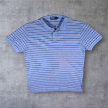 Load image into Gallery viewer, Early 00's Polo Ralph Lauren Blue Pink Striped Cotton Preppy Y2K Polo Shirt
