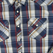 Load image into Gallery viewer, Mens Western Shirt L Plaid Pearl Snap Cowboy Dunnes Check Ranch Americana
