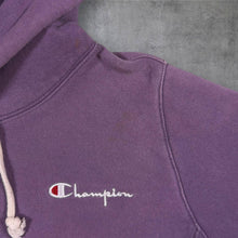 Load image into Gallery viewer, Champion Reverse Weave Purple Hoodie Womens XS Washed Script Logo Heavyweight
