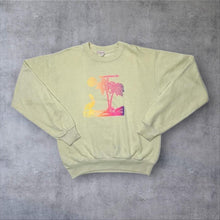 Load image into Gallery viewer, Vintage 80s Sweatshirt Neon Tropical Palm Tree Graphic Pastel Distressed S M
