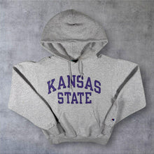 Load image into Gallery viewer, Champion Eco Fleece "Kansas State" Wildcats College Graphic Grey Hoodie
