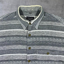 Load image into Gallery viewer, Vintage Commander Grey White Multi Striped Long Sleeve Cotton Flannel Shirt
