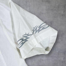 Load image into Gallery viewer, Early 00's John Baner Gothic Y2K Tribal Patterned White Cotton Short Sleeve Shirt
