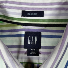 Load image into Gallery viewer, GAP "Classic" Green Purple White Multi Striped Long Sleeve Cotton Shirt

