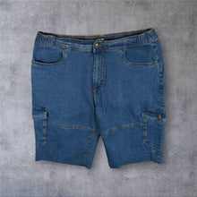 Load image into Gallery viewer, Atlas For Men Blue Stretch Cotton Denim Casual Cargo Carpenter Style Shorts
