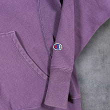Load image into Gallery viewer, Champion Reverse Weave Purple Hoodie Womens XS Washed Script Logo Heavyweight
