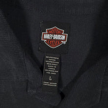 Load image into Gallery viewer, Vintage Harley Davidson Shirt Mens L Black Embroidered Motorcycle Palm Tree Hawaiian
