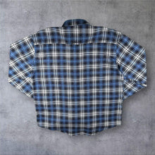 Load image into Gallery viewer, Vintage Tacoma Mens Blue Plaid Tartan Shirt 100% Cotton Long Sleeve Lumberjack XL
