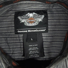 Load image into Gallery viewer, Harley Davidson Genuine MotorClothes Shirt Large Grey Stripe H-D Biker Y2K
