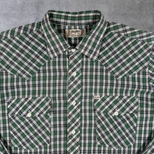 Load image into Gallery viewer, Vintage Jinglers Western Cowboy Green White Check Long Sleeve Popper Shirt
