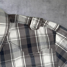 Load image into Gallery viewer, American Rag Mens L Western Shirt Grey Plaid Pearl Snap Cowboy 100% Cotton

