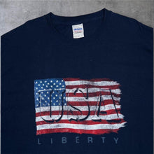 Load image into Gallery viewer, USA Liberty Patriotic Americana US Flag Spellout Souvenir Graphic T-Shirt
