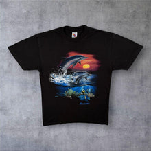 Load image into Gallery viewer, Vintage Newport Blue "Maldives" Dolphin Tourist Souvenir Black Cotton T-Shirt
