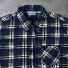 Load image into Gallery viewer, Vintage Renate Solvet Flannel Shirt M L Green Navy Plaid Check Tartan Cotton
