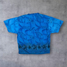Load image into Gallery viewer, Early 00's Identic Y2K Dolphin Ocean Water Patterned Blue Short Sleeve Shirt
