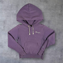 Load image into Gallery viewer, Champion Reverse Weave Purple Hoodie Womens XS Washed Script Logo Heavyweight
